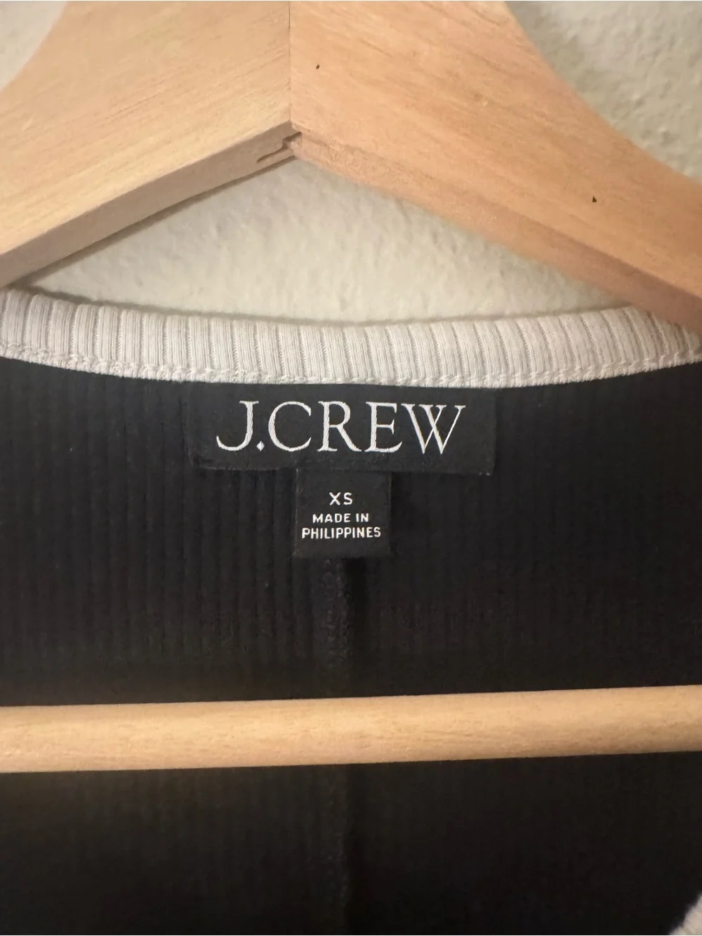 J. Crew Black Ribbed Tank with White Trim Accent